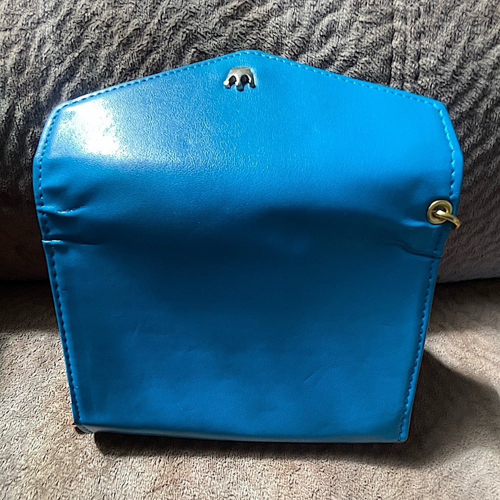 Wristlet Wallet Teal Blue with Cute Gold Crown - Picture 2 of 13